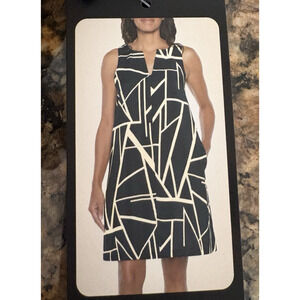 NWT Banana Republic Satin Dress Women's Size Large Black Sleeveless V-Neck